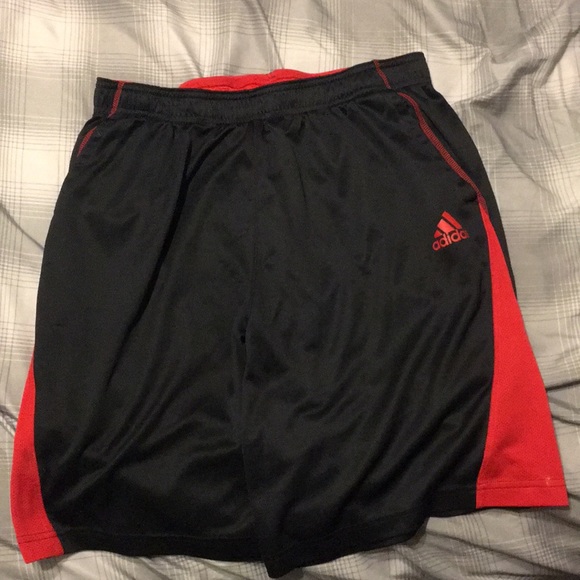 black and red adidas shorts